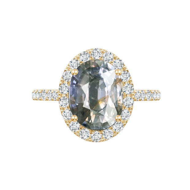 Anillo diamantes halo y  brazo