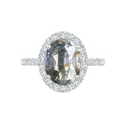 Anillo diamantes halo y  brazo