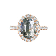 Anillo diamantes halo y  brazo