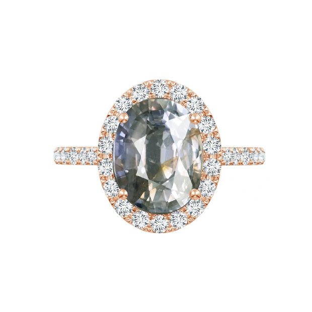 Anillo diamantes halo y  brazo
