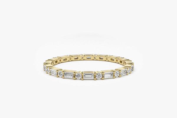 Anillo diamantes baguette y redondos