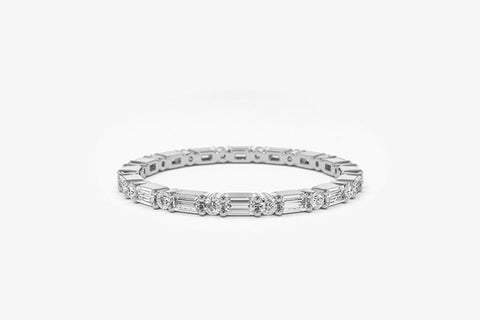 Anillo diamantes baguette y redondos