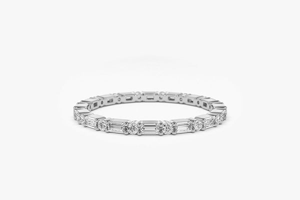Anillo diamantes baguette y redondos